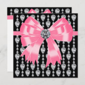Diamonds Pink Black Party Einladung Template (Vorne/Hinten)