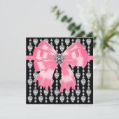 Diamonds Pink Black Party Einladung Template (Stehend Vorderseite)