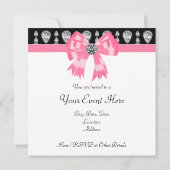 Diamonds Pink Black Party Einladung Template (Rückseite)