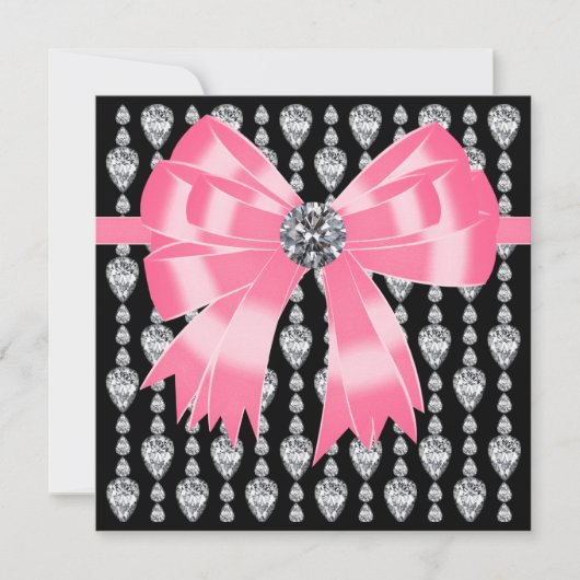 Diamonds Pink Black Party Einladung Template (Vorderseite)