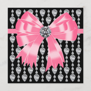 Diamonds Pink Black Party Einladung Template