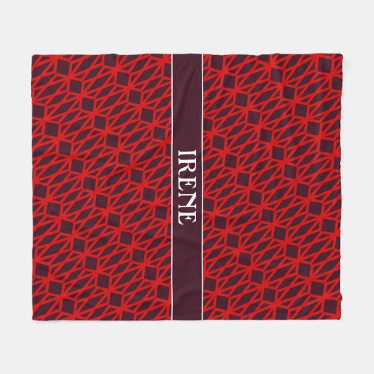 Diamonds Red Brown Minimalmuster Fleecedecke (Vorderseite (Horizontal))