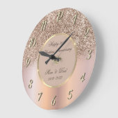 Diamonds Rose Gold Glitzer 50 Hochzeitstag Große Wanduhr (Winkel)