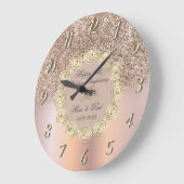 Diamonds Rose Gold Ombre 50 Hochzeitstag Große Wanduhr (Winkel)