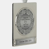 Diamonds & Silver 25th Wedding Anniversary Banner-Ornament Silber (Rechts)