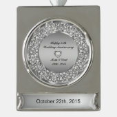 Diamonds & Silver 25th Wedding Anniversary Banner-Ornament Silber (Vorderseite)