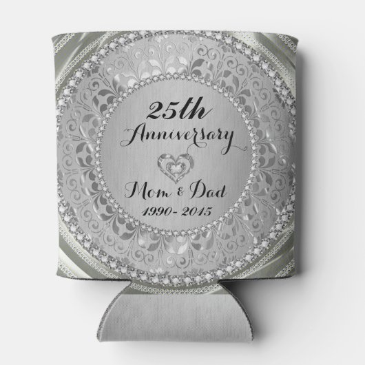 Diamonds & Silver 25th Wedding Anniversary Dosenkühler (Rückseite)