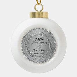 Diamonds & Silver 25th Wedding Anniversary Keramik Kugel-Ornament