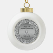 Diamonds & Silver 25th Wedding Anniversary Keramik Kugel-Ornament (Vorderseite)
