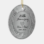Diamonds & Silver 25th Wedding Anniversary Keramik Ornament (Rechts)