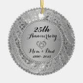 Diamonds & Silver 25th Wedding Anniversary Keramik Ornament (Vorne)