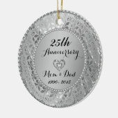 Diamonds & Silver 25th Wedding Anniversary Keramik Ornament (Links)