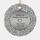 Diamonds & Silver 25th Wedding Anniversary Keramikornament (Vorne)