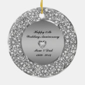 Diamonds & Silver 25th Wedding Anniversary Keramikornament (Hinten)