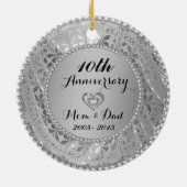 Diamonds & Silver 25th Wedding Anniversary Keramikornament (Hinten)