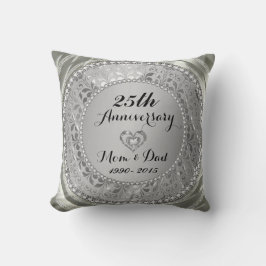 Diamonds & Silver 25th Wedding Anniversary Kissen