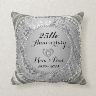 Diamonds & Silver 25th Wedding Anniversary Kissen