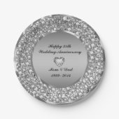 Diamonds & Silver 25th Wedding Anniversary Pappteller (Vorderseite)
