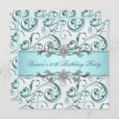 Diamonds Silver Blue Jeder Anlass Party Einladung (Vorne/Hinten)