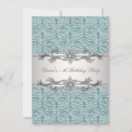 Diamonds Silver Jeder Anlass Party Einladung (Vorderseite)