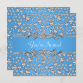Diamonds Silver Jeder Anlass Party Einladung (Vorne/Hinten)