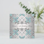 Diamonds Silver Jeder Anlass Party Einladung (Stehend Vorderseite)