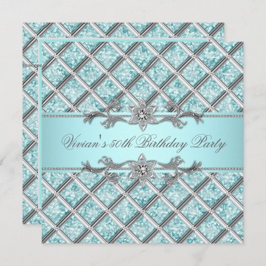 Diamonds Silver Jeder Anlass Party Einladung (Vorne/Hinten)