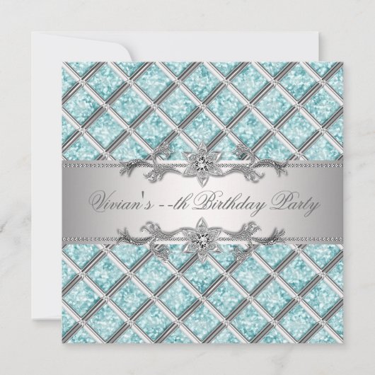 Diamonds Silver Jeder Anlass Party Einladung (Vorderseite)