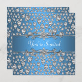 Diamonds Silver Jeder Anlass Party Einladung (Vorne/Hinten)