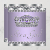 Diamonds Silver Lavender Lila Baby Dusche Einladung (Vorne/Hinten)