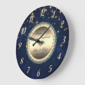 Diamonds Stars Navy Blue 50 Wedding Jubiläum Große Wanduhr (Winkel)