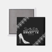 Diamonds Stiletto Heelses Sweet 16 Save the Date B Magnet (Vorderseite/Rückseite)