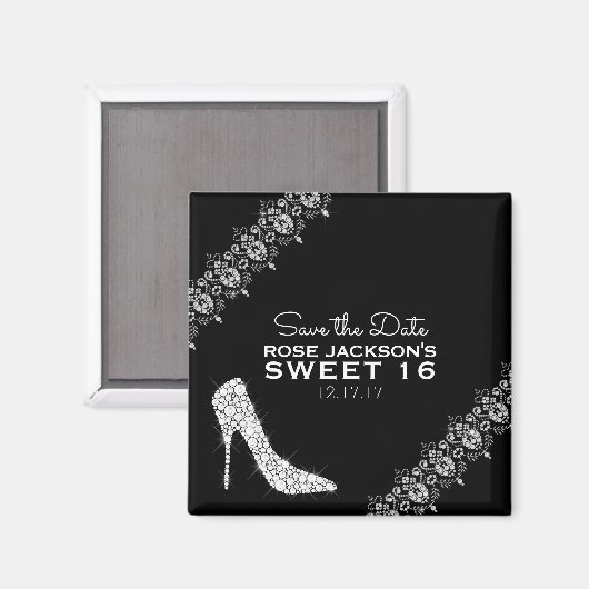 Diamonds Stiletto Heelses Sweet 16 Save the Date B Magnet (Vorderseite/Rückseite)