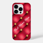 Diamonds Tufted Red Gold iPhone Case Custom Text iPhone Hülle (Rückseite)