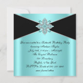 Diamonds Türkis Blue und Black Birthday Einladung (Rückseite)
