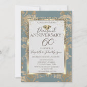 Diamonds Vintag Damask Hochzeitstag Einladung (Vorderseite)