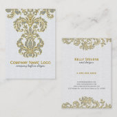 Diamonds White & Gold Muster Floral Damasks Visitenkarte (Vorne/Hinten)