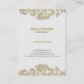 Diamonds White & Gold Muster Floral Damasks Visitenkarte (Rückseite)