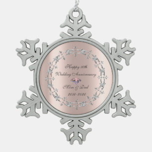 Diamonds Wirbel Rose Gold 10. Hochzeitstag Schneeflocken Zinn-Ornament