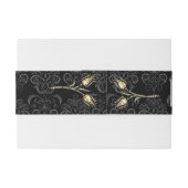 DIAMONOND TULIPS Schwarz-weiß Damask Ribbon Monogr Einladungsbanderole (Rückseitenbeispiel)