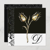 DIAMONOND TULIPS , Schwarz-Weiß-Damaskus-Monogramm Ankündigung (Vorne/Hinten)