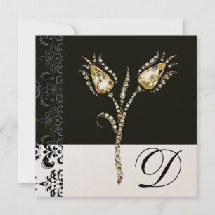 DIAMONOND TULIPS , Schwarz-Weiß-Damaskus-Monogramm Ankündigung