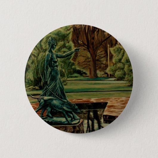 Diana Artemis Skulptur im Garten Button (Vorderseite)