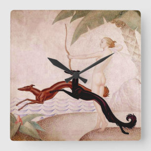 Diana die Huntress-Kunst-Deko-Uhr Quadratische Wanduhr