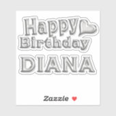 Diana Happy Birthday silver Aufkleber Sticker (Blatt)