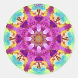 DIANA ~ KALEIDOSCOPE BRIGHT ABSTRAKT ~ RUNDER AUFKLEBER