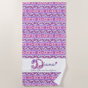 Diana-Name bedeutet Blumen herz-rosa Handtuch
