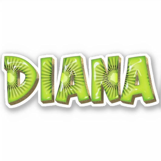 Diana Name Kiwi Design Aufkleber Sticker (Vorderseite)