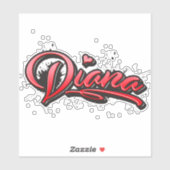 Diana red Heart Graffiti Aufkleber Sticker (Blatt)
