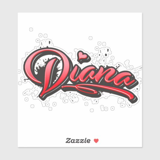 Diana red Heart Graffiti Aufkleber Sticker (Blatt)